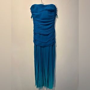 BCBG Blue/Teal Dress with Fringed Bottom